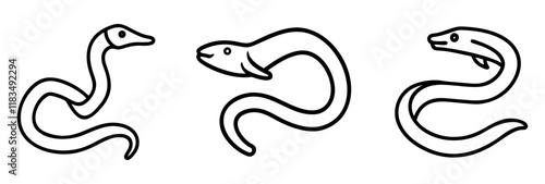 hagfish icon, fish line art, fish vector - simple black line art icon of hagfish perfect for logos, and fish-themed designs.