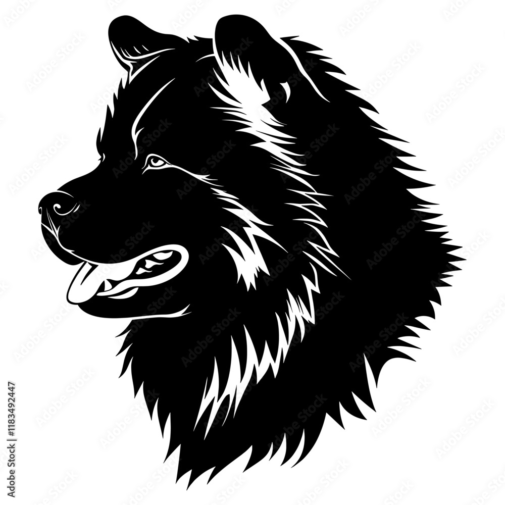 Fototapeta premium Collection portrait Chow Chow dog art illustration silhouette vector