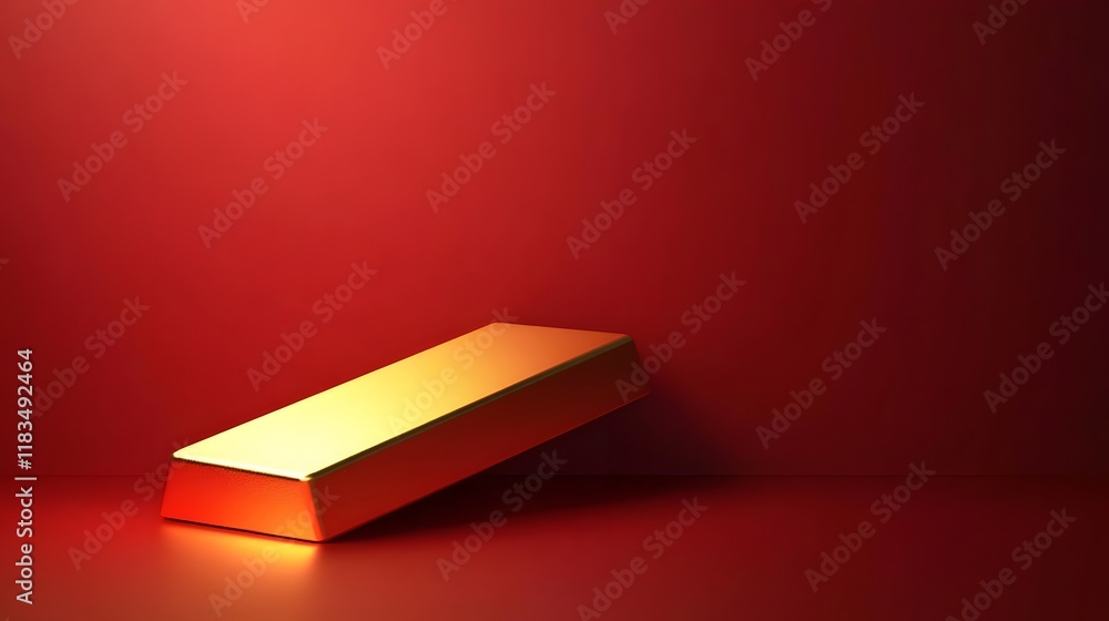 A gold bar resting on a red surface, symbolizing wealth and luxury. A gold bar resting on a red surface, symbolizing wealth and luxury.