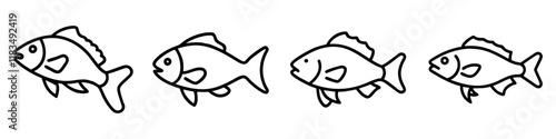 nile perch icon, fish line art, fish vector - simple black line art icon of nile perch perfect for logos, and fish-themed designs.