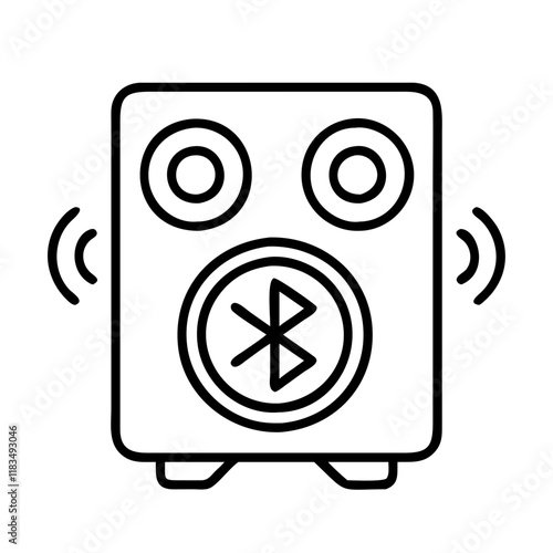 bluetooth speaker icon, electronics line art, electronics vector - simple black line art icon of bluetooth speaker perfect for logos, and electronics-themed designs.