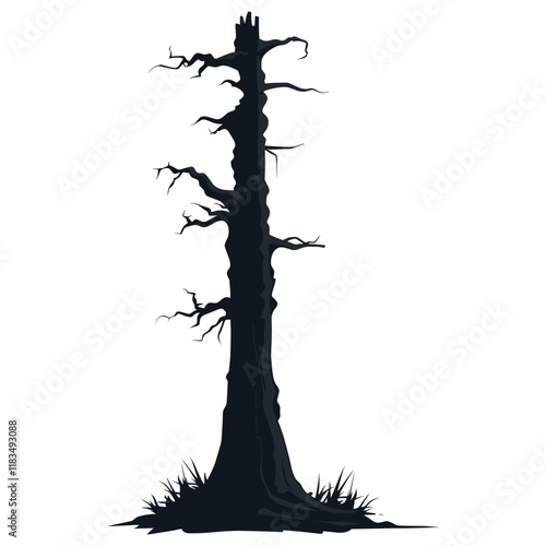 Tall redwood tree silhouette illustration branches vector