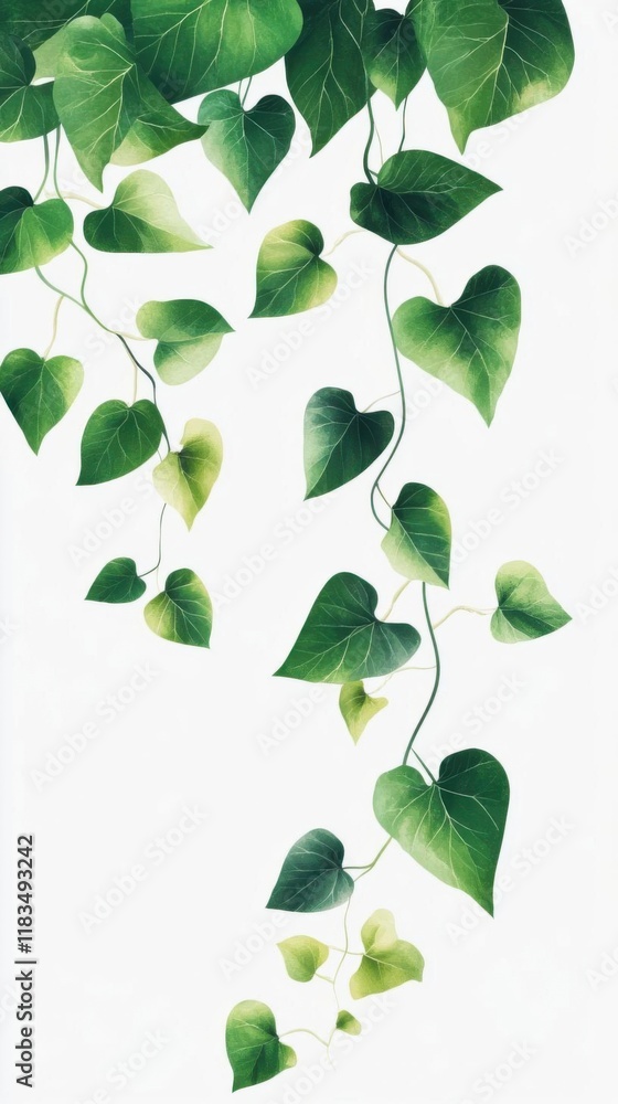 Obraz premium Green Leaves Cascade Gently Downward, a Botanical Beauty with Lush Foliage. Nature's Embrace.