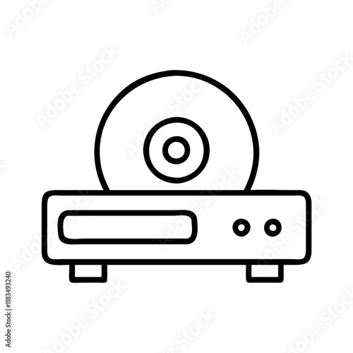 cd dvd player icon, electronics line art, electronics vector - simple black line art icon of cd dvd player perfect for logos, and electronics-themed designs.