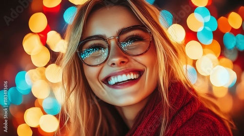 A woman laughing joyfully while engaging in her favorite hobby, showcasing passion and happiness, perfect for promoting creativity, personal fulfillment, and well-being. photo