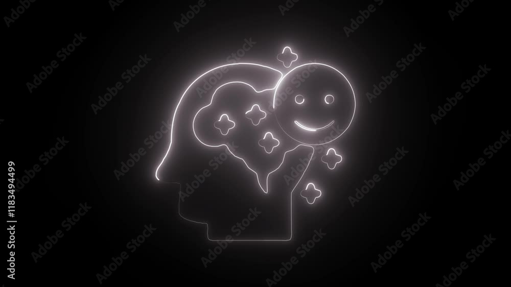 Glowing Neon Optimism Icon, Positive Mindset and Hope Symbol, HD Video Motion Graphic Animation on Black Background Glowing Neon Optimism Icon, Positive Mindset and Hope Symbol, HD Video Motion Graphic Animation on Black Background