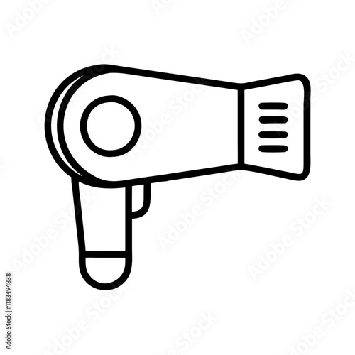 hair dryer icon, electronics line art, electronics vector - simple black line art icon of hair dryer perfect for logos, and electronics-themed designs.