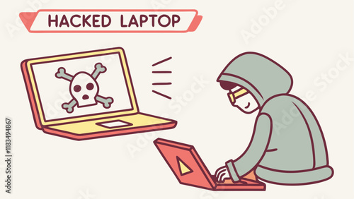 Hacked Laptop: A Cyber Threat Illustration 
