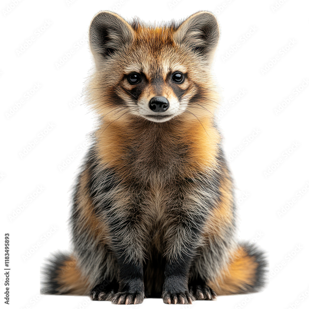 Obraz premium A realistic illustration of a sitting fox with a fluffy coat.
