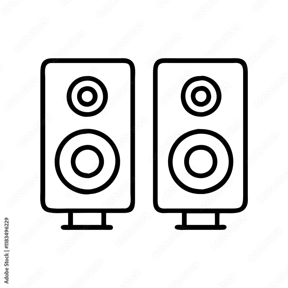 surround sound speakers icon, electronics line art, electronics vector - simple black line art icon of surround sound speakers perfect for logos, and electronics-themed designs. surround sound speakers icon, electronics line art, electronics vector - simple black line art icon of surround sound speakers perfect for logos, and electronics-themed designs.