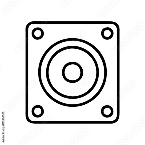 subwoofer icon, electronics line art, electronics vector - simple black line art icon of subwoofer perfect for logos, and electronics-themed designs.