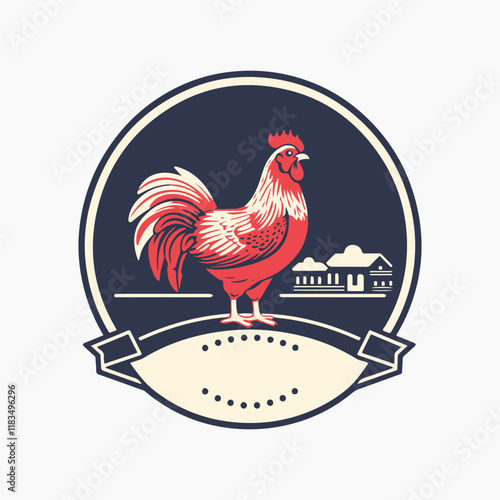Chicken farm logo bird livestock cockerel.Print