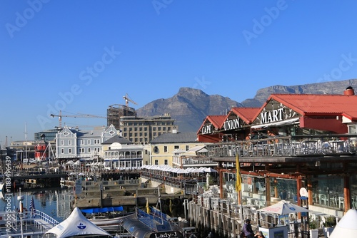 Vibrant Waterfront Scene with Table Mountain in the Background, Cape Town, South Africa