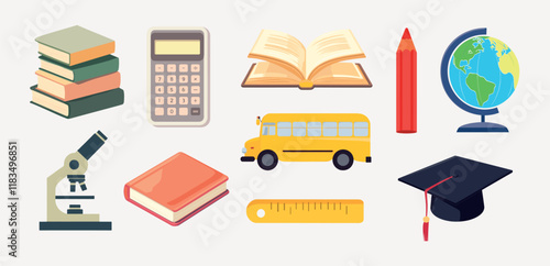 Educational tools and symbols collection, vector element set