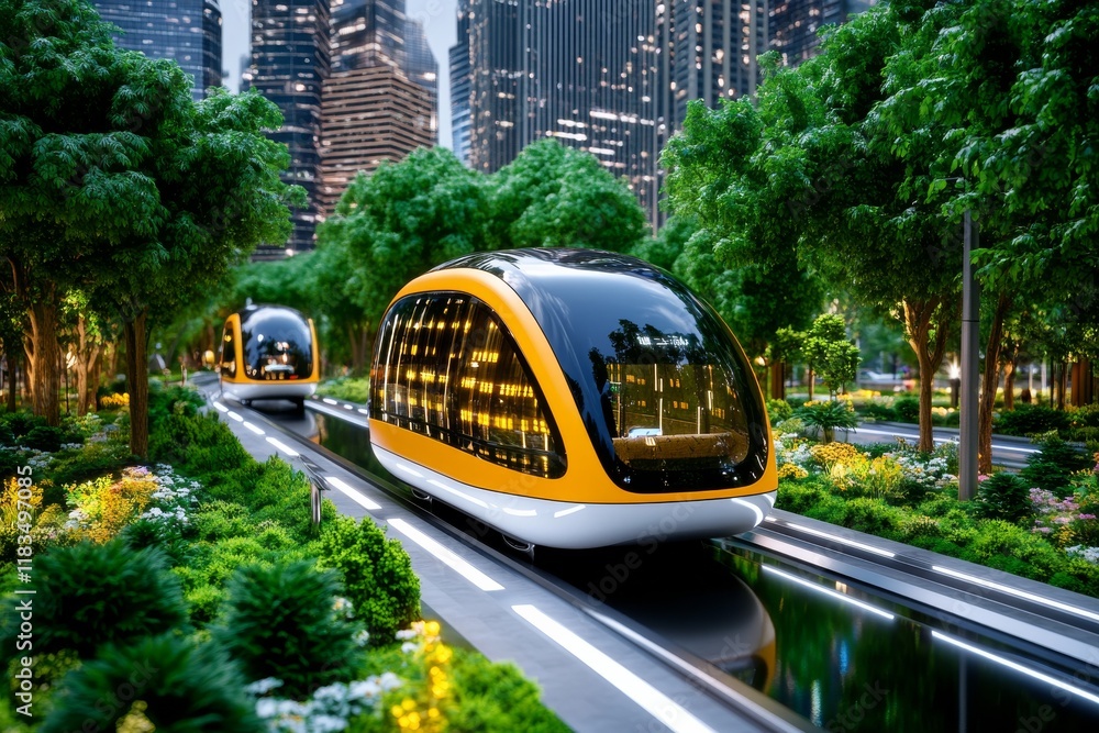 Obraz premium An eco-friendly electric taxi. Generative AI