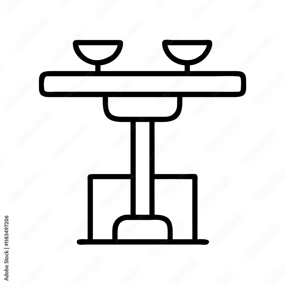 bar table icon, furniture line art, furniture vector - simple black line art icon of bar table perfect for logos, and furniture-themed designs. bar table icon, furniture line art, furniture vector - simple black line art icon of bar table perfect for logos, and furniture-themed designs.