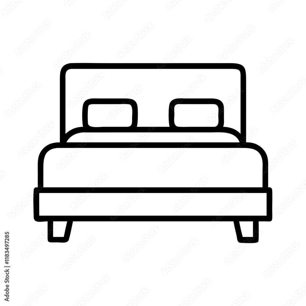 bed icon, furniture line art, furniture vector - simple black line art icon of bed perfect for logos, and furniture-themed designs. bed icon, furniture line art, furniture vector - simple black line art icon of bed perfect for logos, and furniture-themed designs.