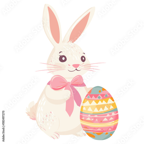 Easter rabbit egg illustration colorful vector