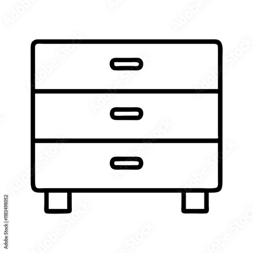 chest of drawers icon, furniture line art, furniture vector - simple black line art icon of chest of drawers perfect for logos, and furniture-themed designs.