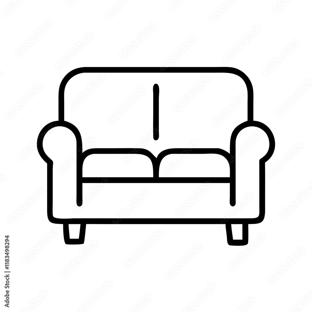 couch icon, furniture line art, furniture vector - simple black line art icon of couch perfect for logos, and furniture-themed designs.