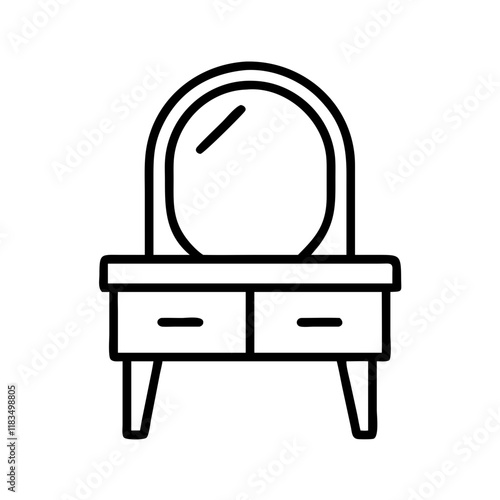 dressing table icon, furniture line art, furniture vector - simple black line art icon of dressing table perfect for logos, and furniture-themed designs.