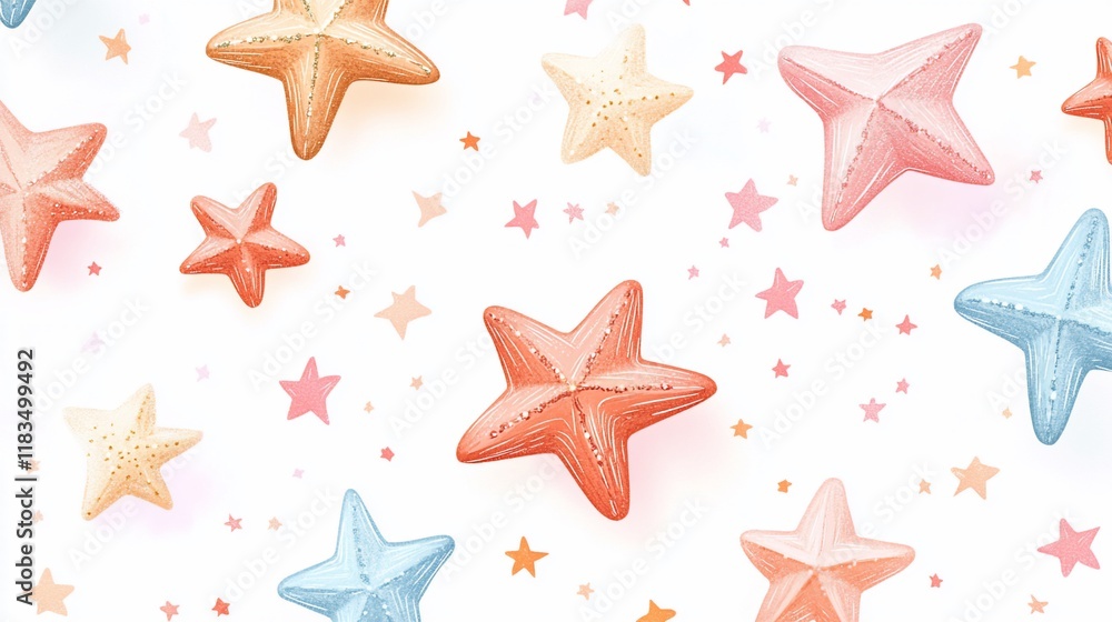 Pastel starfish pattern background. Pastel starfish pattern background.