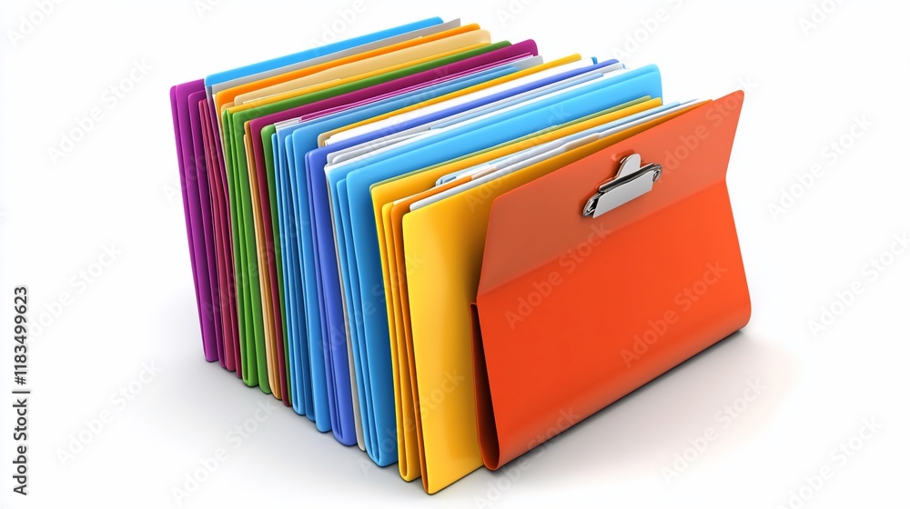 Colorful files and folders stacked together. Colorful files and folders stacked together.
