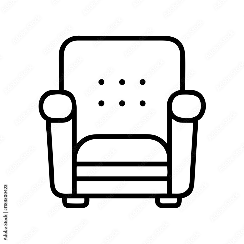 recliner icon, furniture line art, furniture vector - simple black line art icon of recliner perfect for logos, and furniture-themed designs.