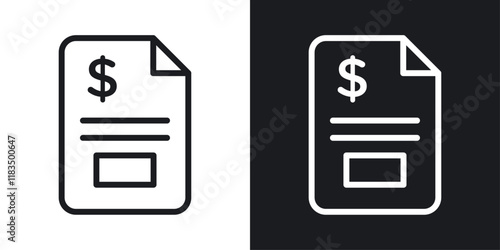 Financial log icons set in black and white strokes