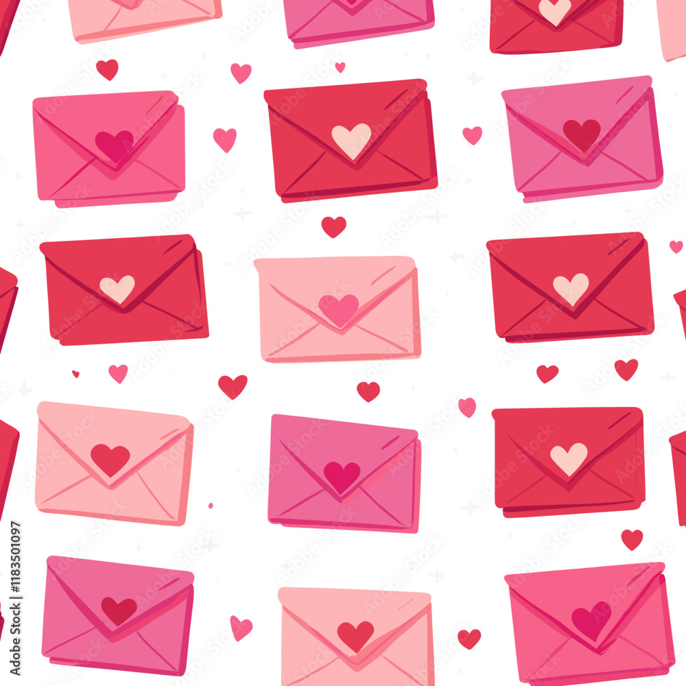 Envelopes with hearts background pattern pink vector Envelopes with hearts background pattern pink vector