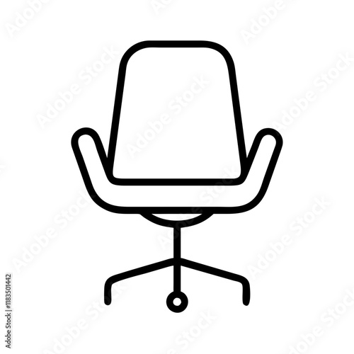 swivel chair icon, furniture line art, furniture vector - simple black line art icon of swivel chair perfect for logos, and furniture-themed designs.
