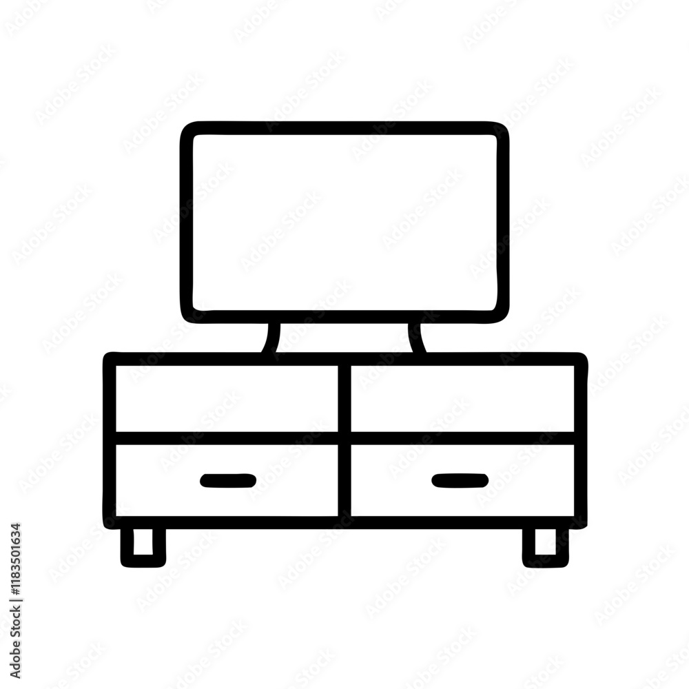 tv stand icon, furniture line art, furniture vector - simple black line art icon of tv stand perfect for logos, and furniture-themed designs. tv stand icon, furniture line art, furniture vector - simple black line art icon of tv stand perfect for logos, and furniture-themed designs.