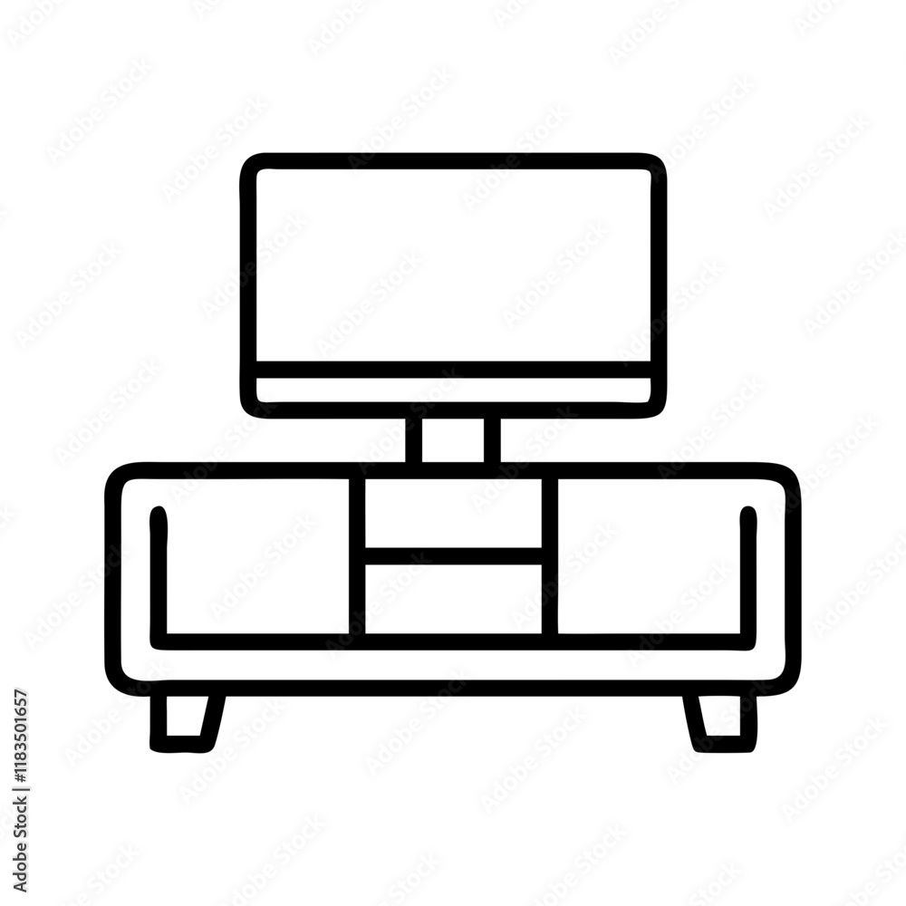 tv stand icon, furniture line art, furniture vector - simple black line art icon of tv stand perfect for logos, and furniture-themed designs. tv stand icon, furniture line art, furniture vector - simple black line art icon of tv stand perfect for logos, and furniture-themed designs.