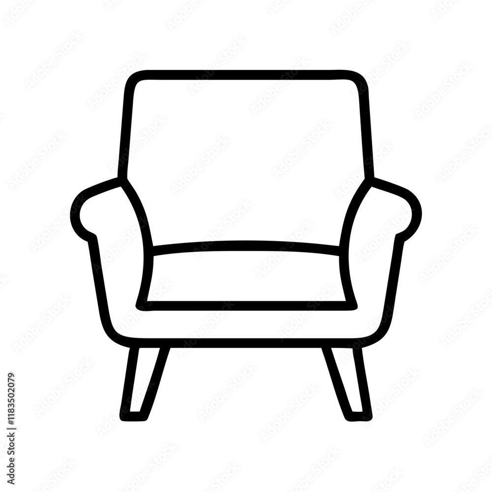 armchair icon, furniture line art, furniture vector - simple black line art icon of armchair perfect for logos, and furniture-themed designs. armchair icon, furniture line art, furniture vector - simple black line art icon of armchair perfect for logos, and furniture-themed designs.