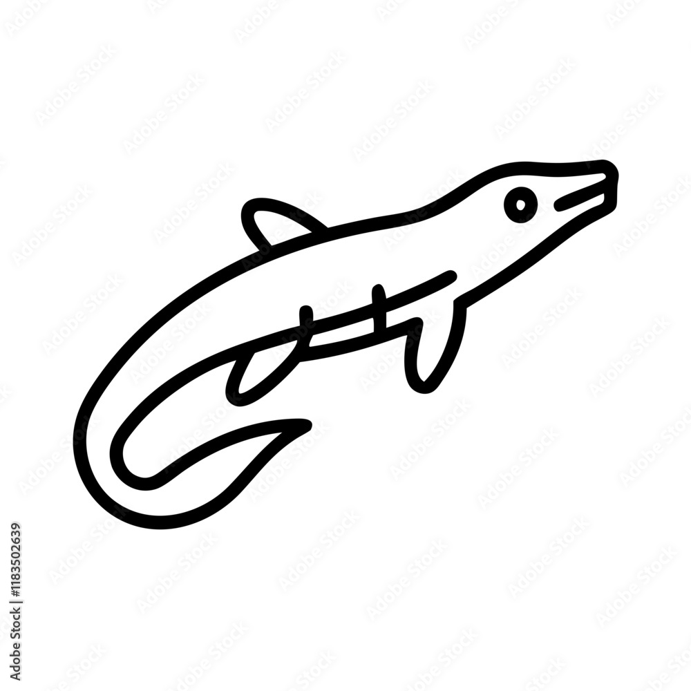 bichir icon, fish line art, fish vector - simple black line art icon of bichir perfect for logos, and fish-themed designs. bichir icon, fish line art, fish vector - simple black line art icon of bichir perfect for logos, and fish-themed designs.