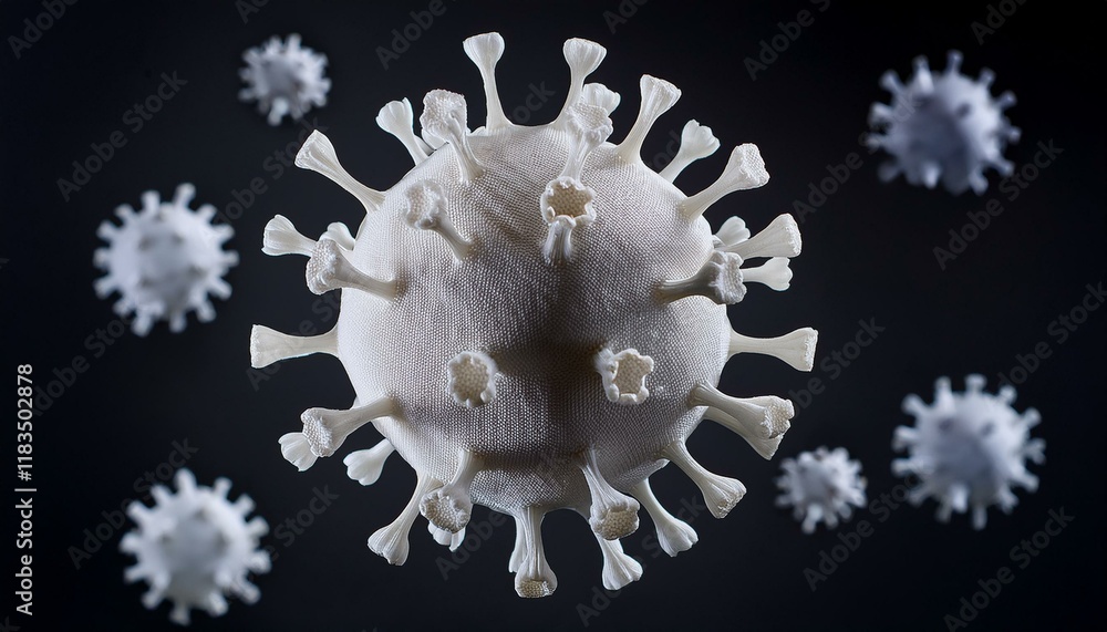 Virus model, macro camera angle, showing infection in the body. Virus model, macro camera angle, showing infection in the body.