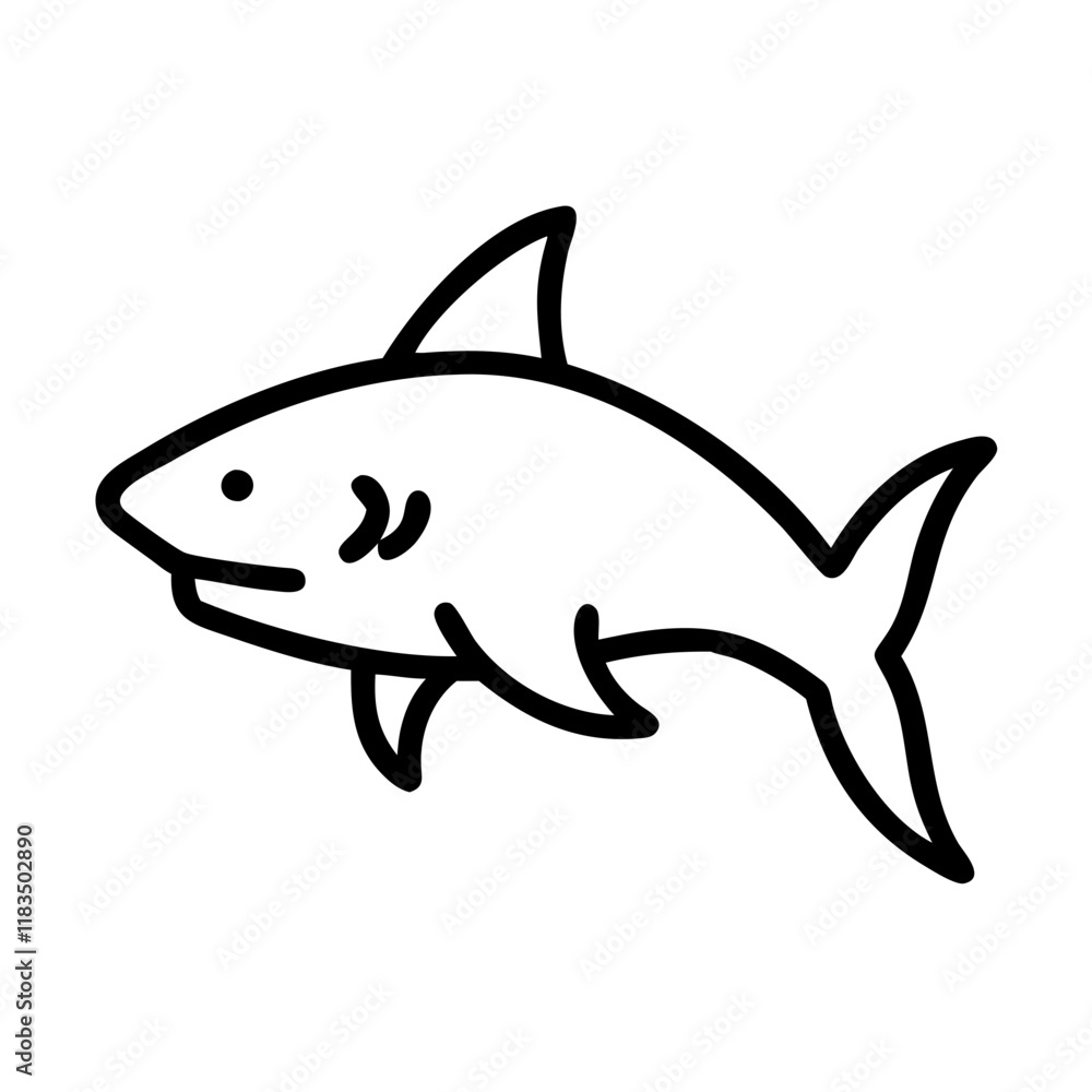 bull shark icon, fish line art, fish vector - simple black line art icon of bull shark perfect for logos, and fish-themed designs. bull shark icon, fish line art, fish vector - simple black line art icon of bull shark perfect for logos, and fish-themed designs.