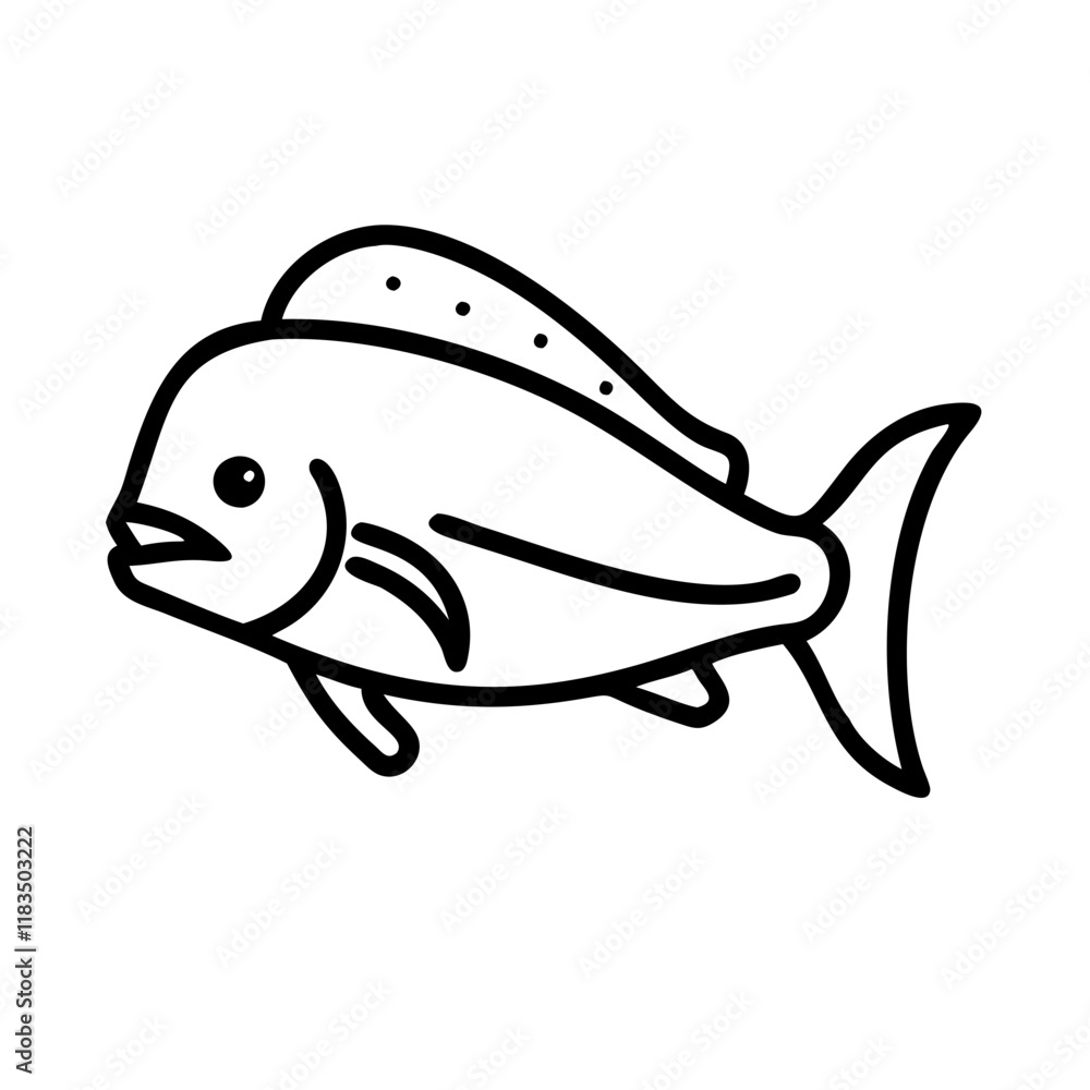 dorado mahi mahi icon, fish line art, fish vector - simple black line art icon of dorado mahi mahi perfect for logos, and fish-themed designs. dorado mahi mahi icon, fish line art, fish vector - simple black line art icon of dorado mahi mahi perfect for logos, and fish-themed designs.
