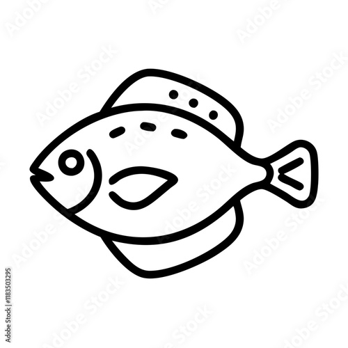 flounder icon, fish line art, fish vector - simple black line art icon of flounder perfect for logos, and fish-themed designs.