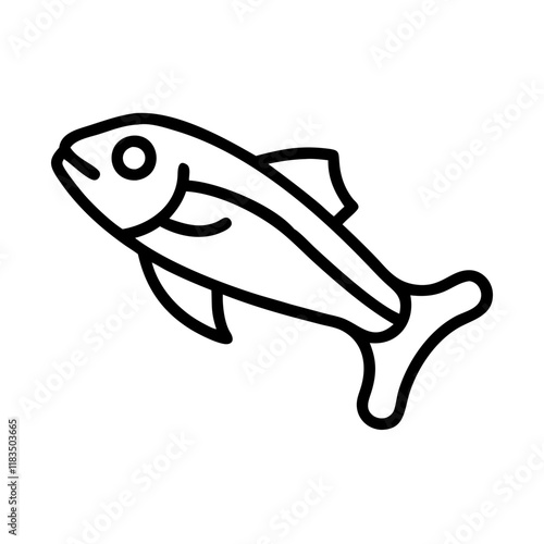 hake icon, fish line art, fish vector - simple black line art icon of hake perfect for logos, and fish-themed designs.