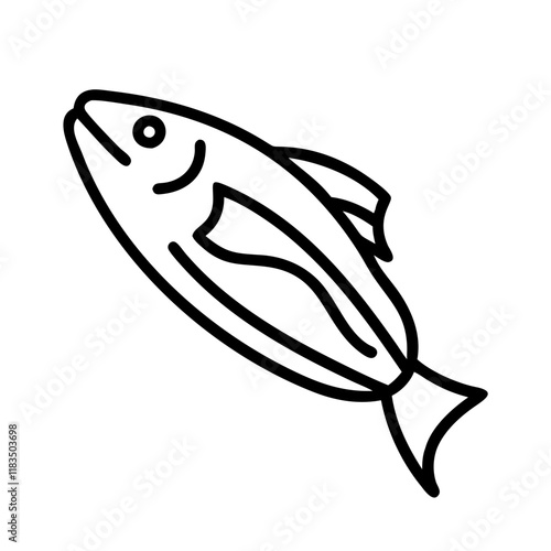 hake icon, fish line art, fish vector - simple black line art icon of hake perfect for logos, and fish-themed designs.