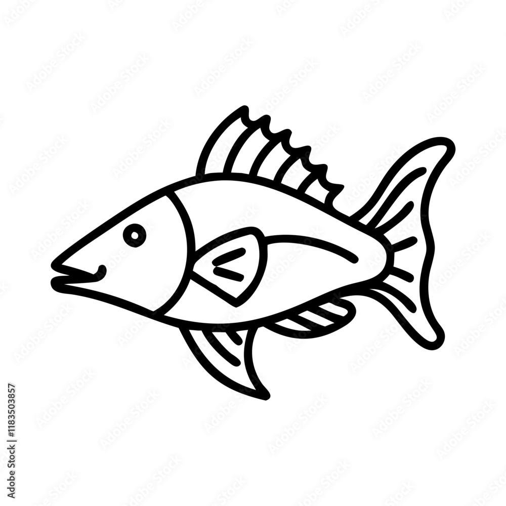 hogfish icon, fish line art, fish vector - simple black line art icon of hogfish perfect for logos, and fish-themed designs. hogfish icon, fish line art, fish vector - simple black line art icon of hogfish perfect for logos, and fish-themed designs.