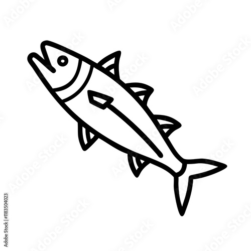 king mackerel icon, fish line art, fish vector - simple black line art icon of king mackerel perfect for logos, and fish-themed designs.