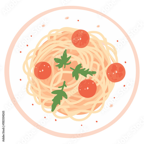Shrimp spaghetti illustration simple pasta vector