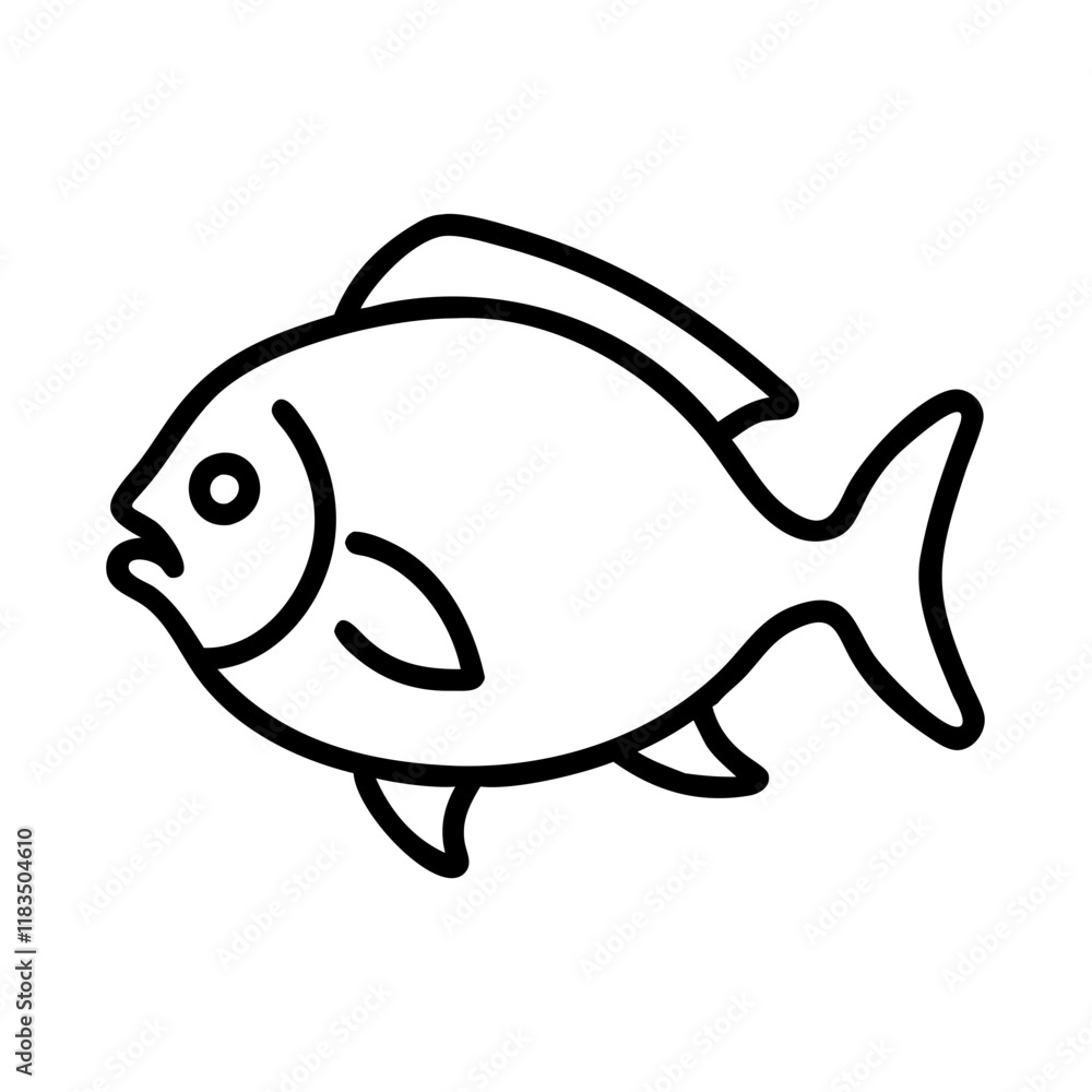 pacu icon, fish line art, fish vector - simple black line art icon of pacu perfect for logos, and fish-themed designs. pacu icon, fish line art, fish vector - simple black line art icon of pacu perfect for logos, and fish-themed designs.