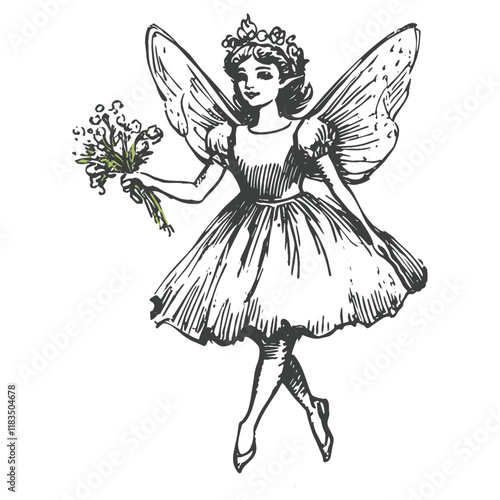 Fairy drawing sketch white vector