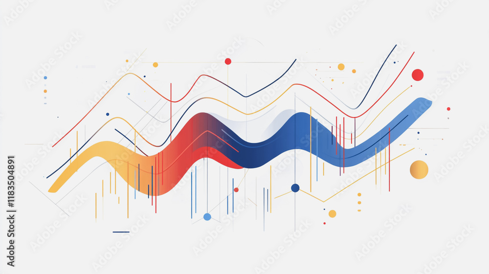 Obraz premium Abstract white background with Colorful charts and graphs with statistics to innovative analyze business potential and forecast future development of companies growth.