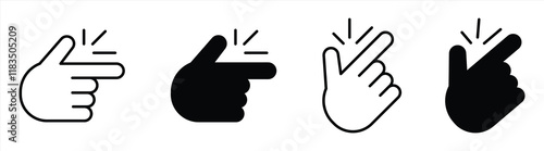 Easy icon. Set of Hand Snap Gesture Icons in Black and White Variations