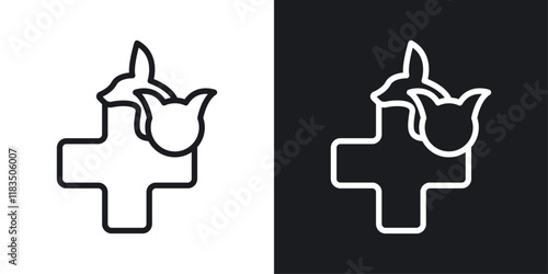 Veterinary pharmacy icons set in black and white strokes