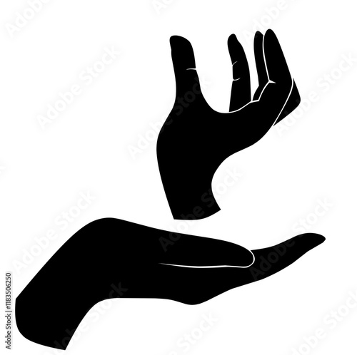 set of hand silhouettes isolated on white, Human hand gestures, collection of black hands, flat, silhouette hands pose collection, Vector illustration.